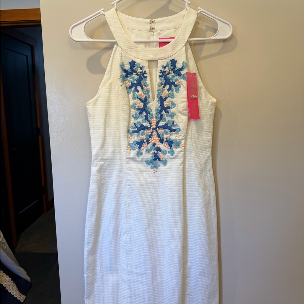 Lilly Pulitzer Ivory Dress with Blue Floral Accents